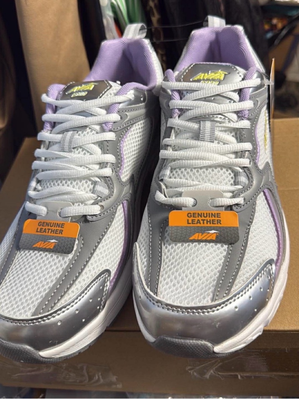 Avia White, Silver & Lavender Women's Athletic Sneakers